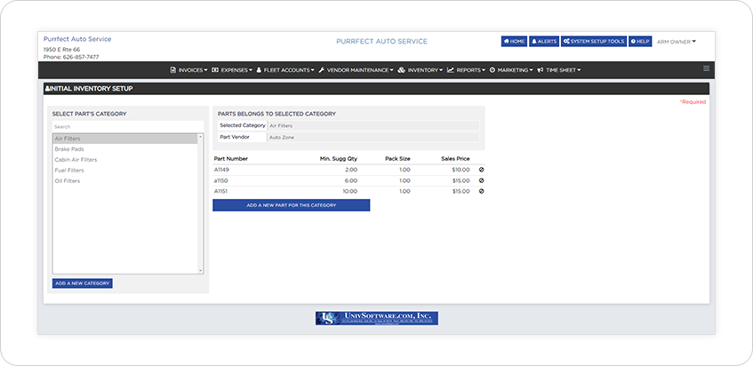 Auto Repair Shop Inventory Management Software