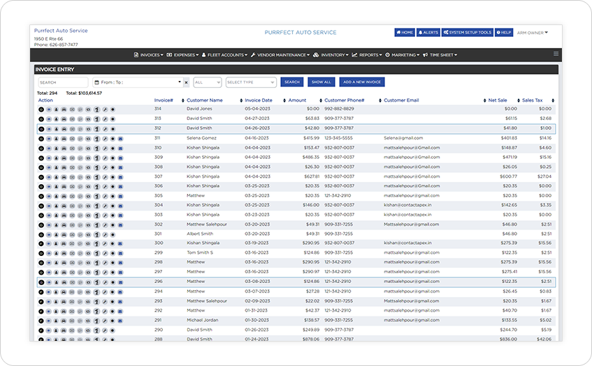 Auto Repair Invoice Software